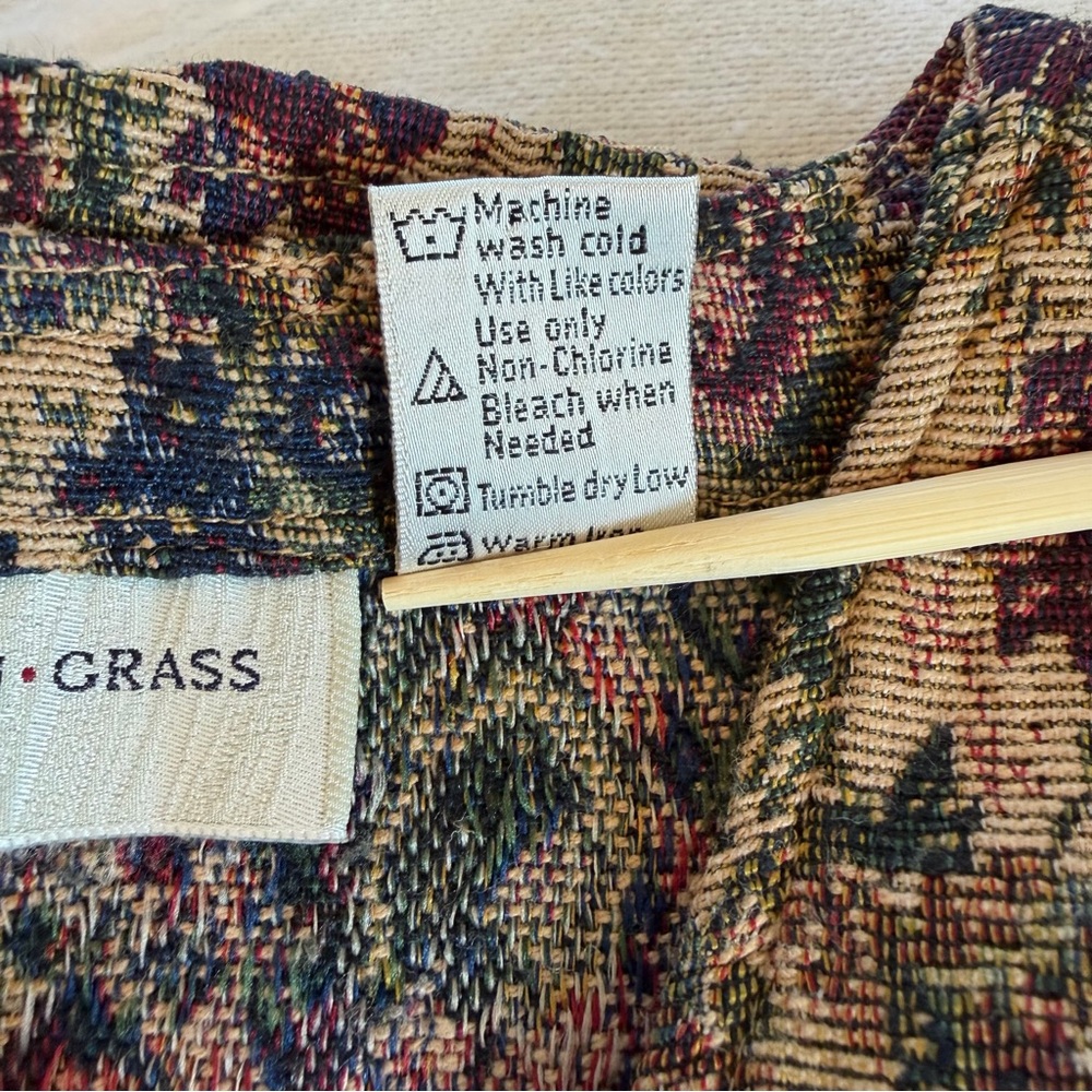 Vintage Floral Tapestry Vest Lemon Grass L Cottagecore Dark Academia 90s Boho - Picture 6 of 9